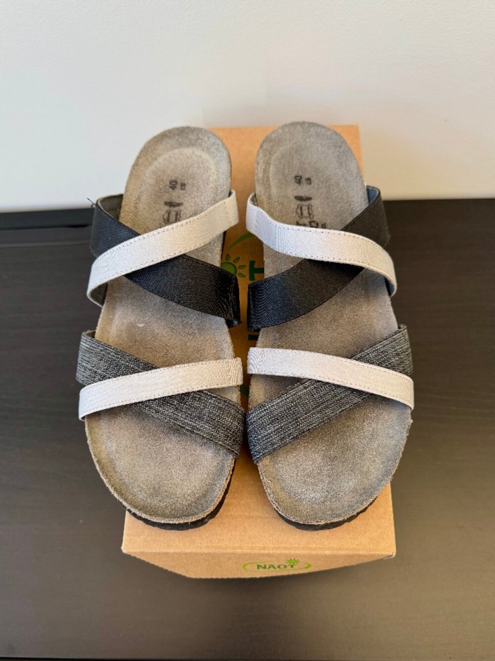 Naot Roxanna Sandal, Black and Grey Size 9 US 40  EU, New with Box